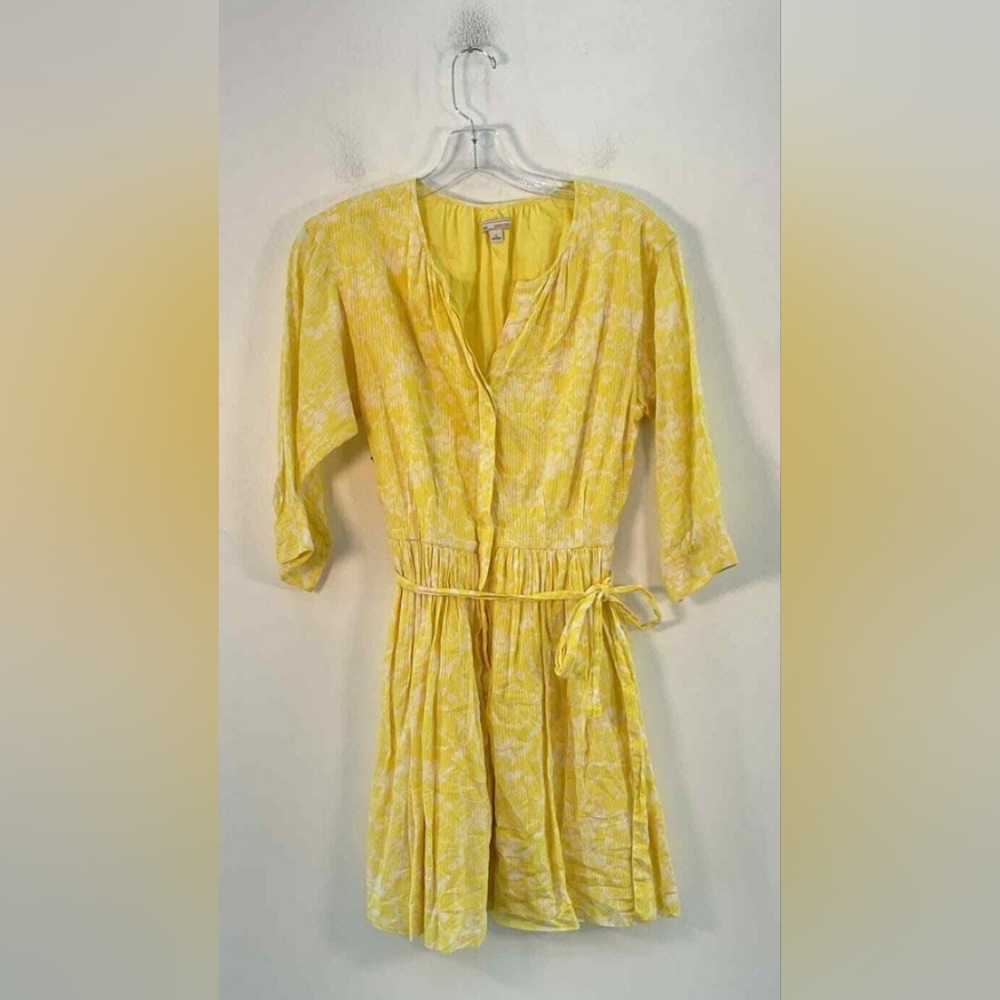 GAP Pintuck Swing Shirtdress With Sash and Pockets Light Yellow Size 6